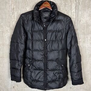 Victoria's Secret Black Down Puffer Jacket Women Small Cinched Back Quilted Coat